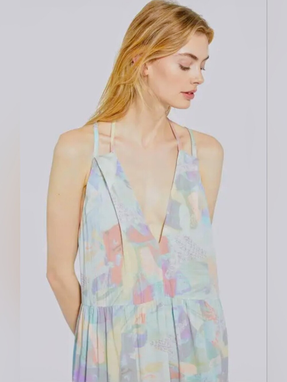 IRO PARIS MAUGEX Geometric Printed Backless Maxi Dress 100% Cotton - Picture 3 of 9
